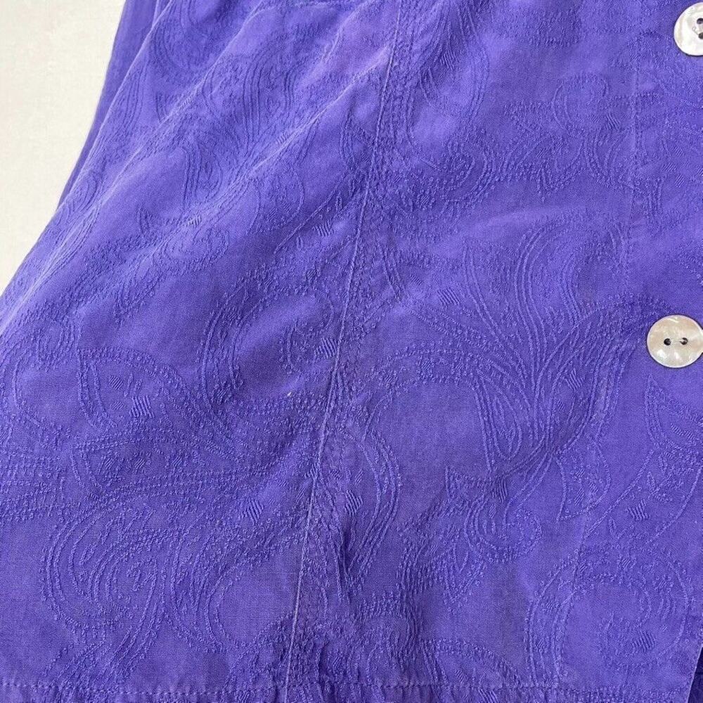 Chico's 100% Silk Shell Button Shirt Top Shacket Purple Texture Size 2 (M 12/14) - Picture 6 of 9